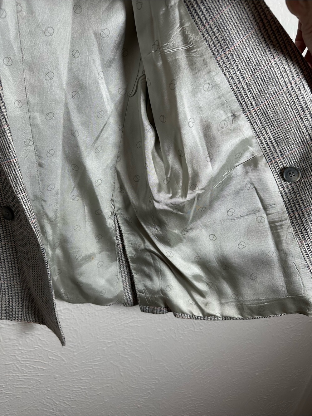 Christian Dior Jeune Homme Vintage Wool Blazer 4-6 Gray Plaid Double Breasted - Picture 10 of 11
